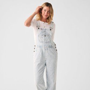 NWT Faherty Top Sail Light Denim Overalls Railroad Stripe Size Large